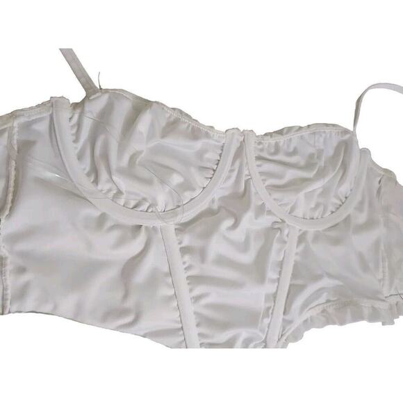 TicToc White Nylon Bra Bralette Bustier Corset Size M Crop Top. - Picture 6 of 9